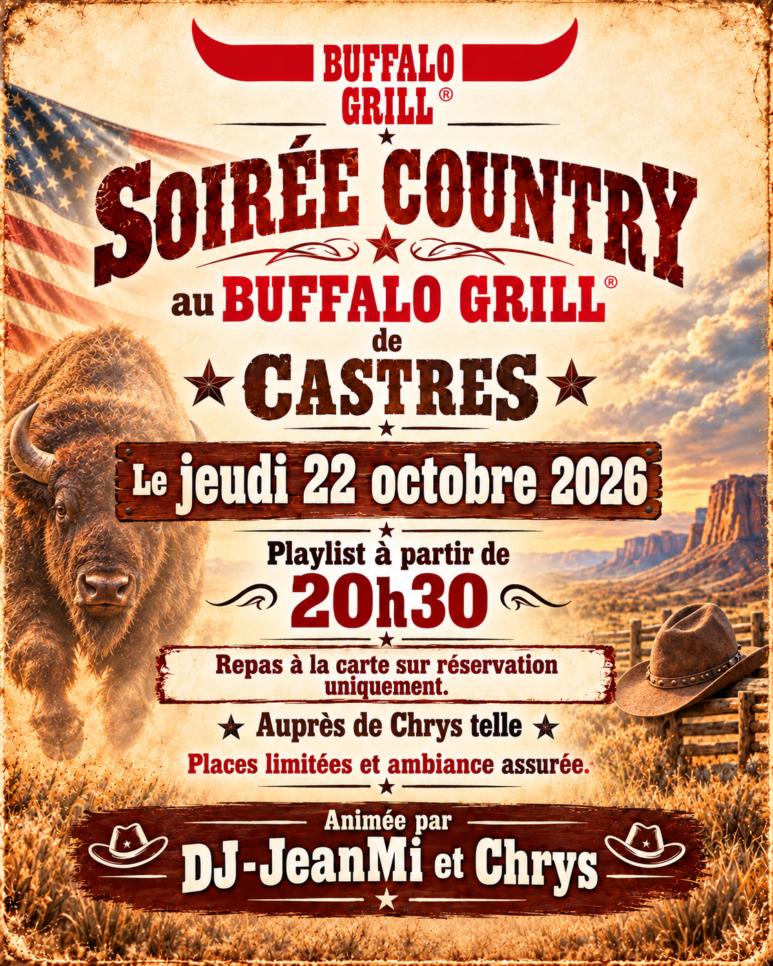 Affiche Événement country — 22 octobre 2026