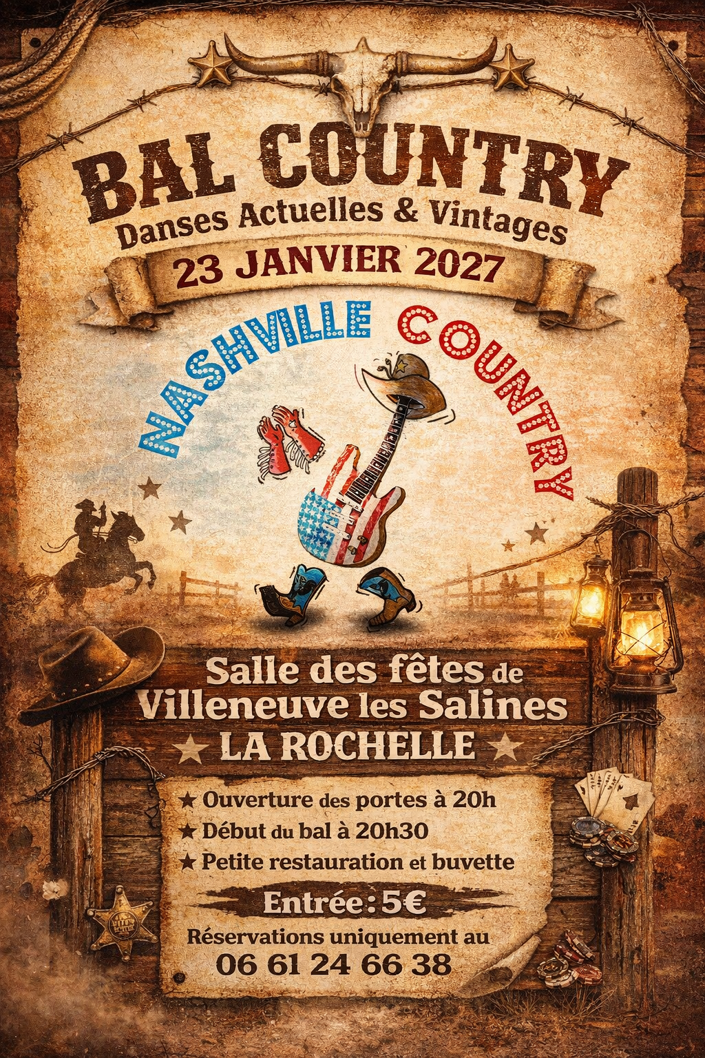 Bal country danses vintages et actuelles — 17000 La rochelle (23/01/2027)