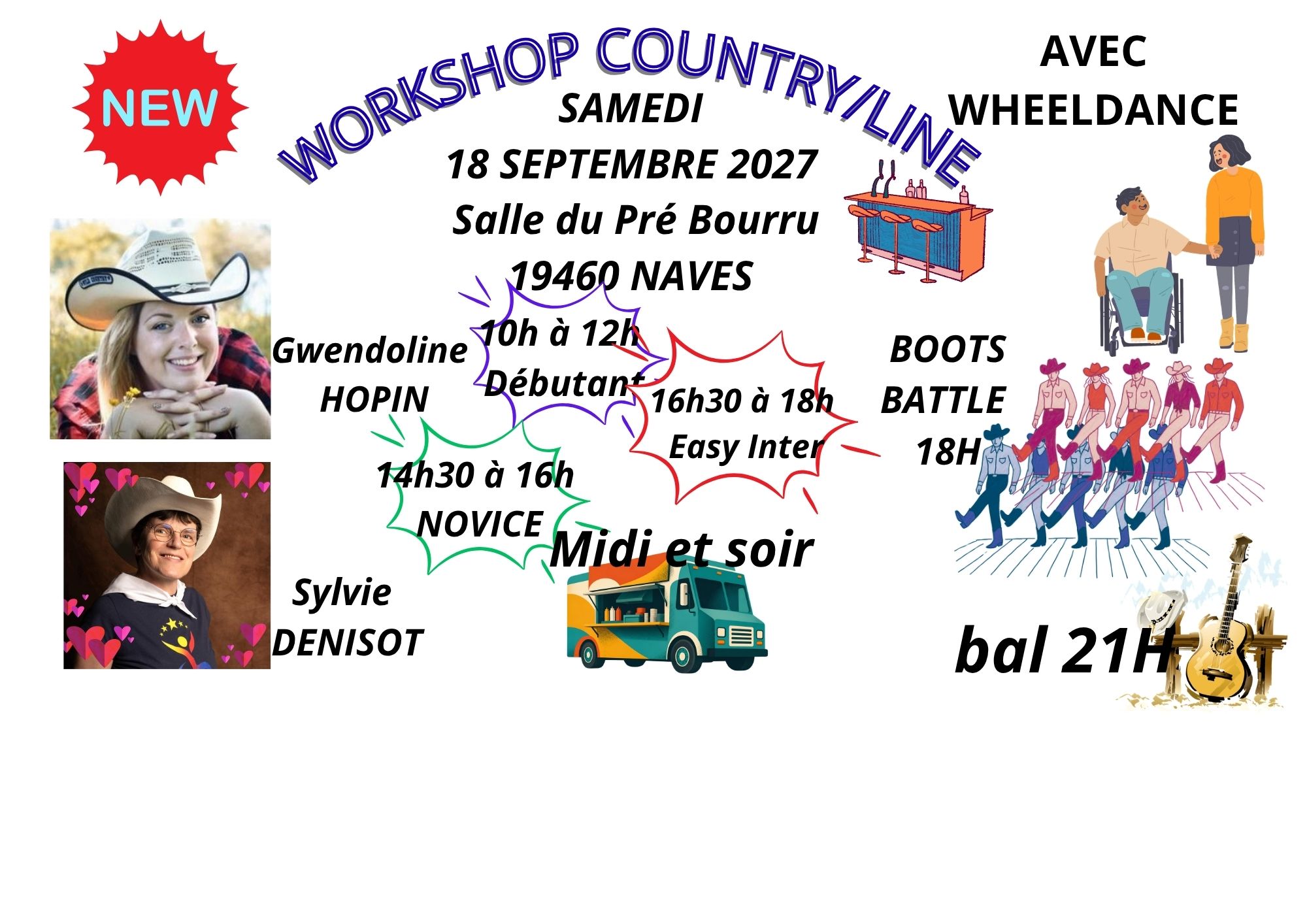 Affiche Workshop country line wheeldance à NAVES — 18 septembre 2027