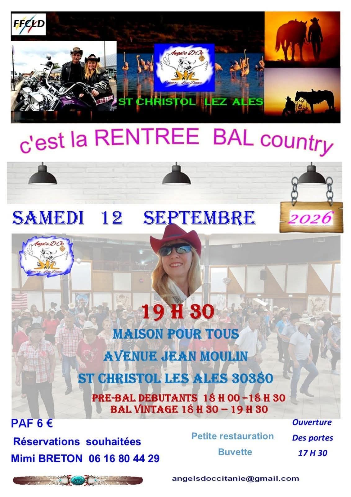 Affiche Bal de la rentrée à St Christol Lez Alès le 12 sept.