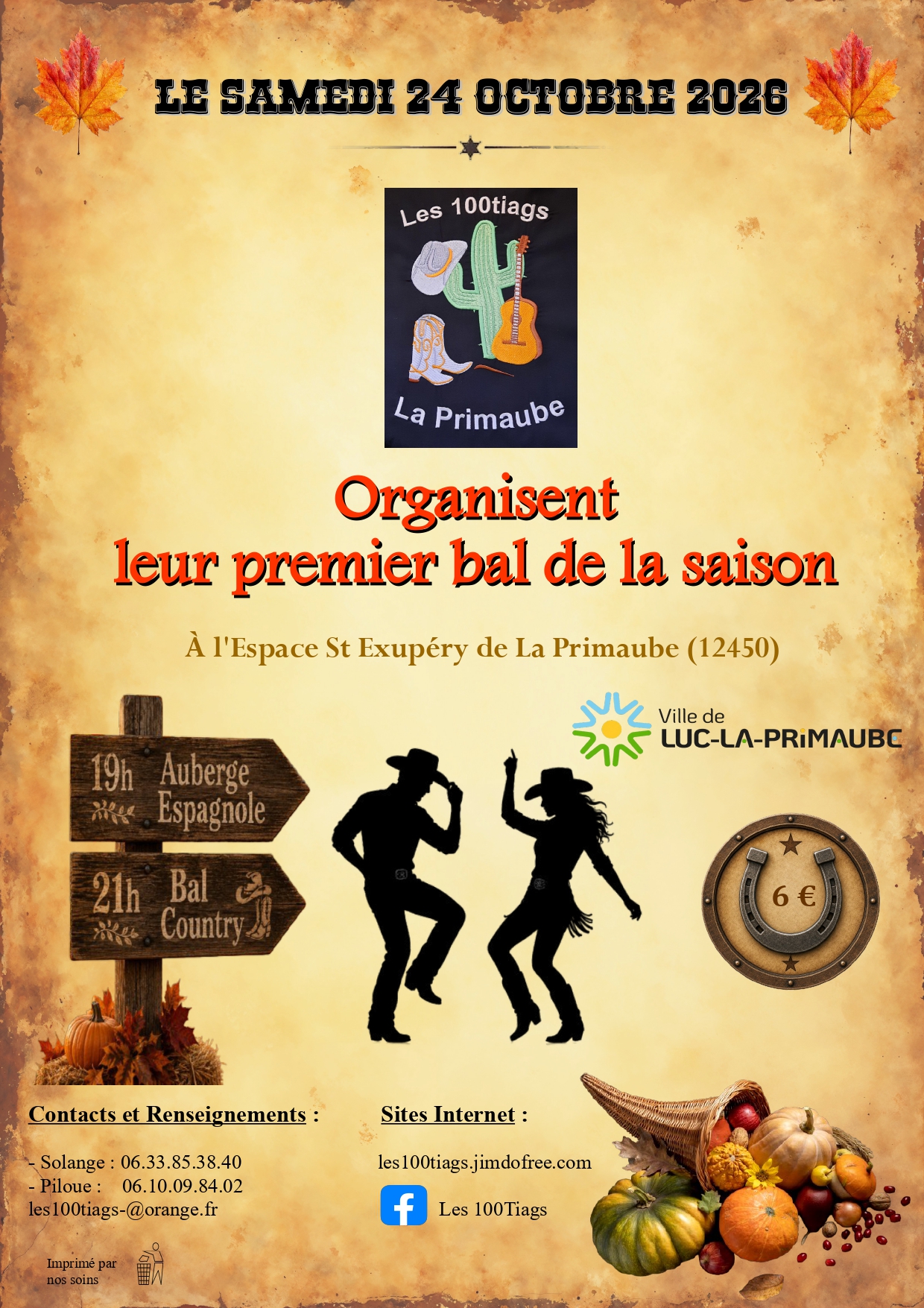 1er Bal de la saison des 100Tiags — 12450 LA PRIMAUBE (24/10/2026)