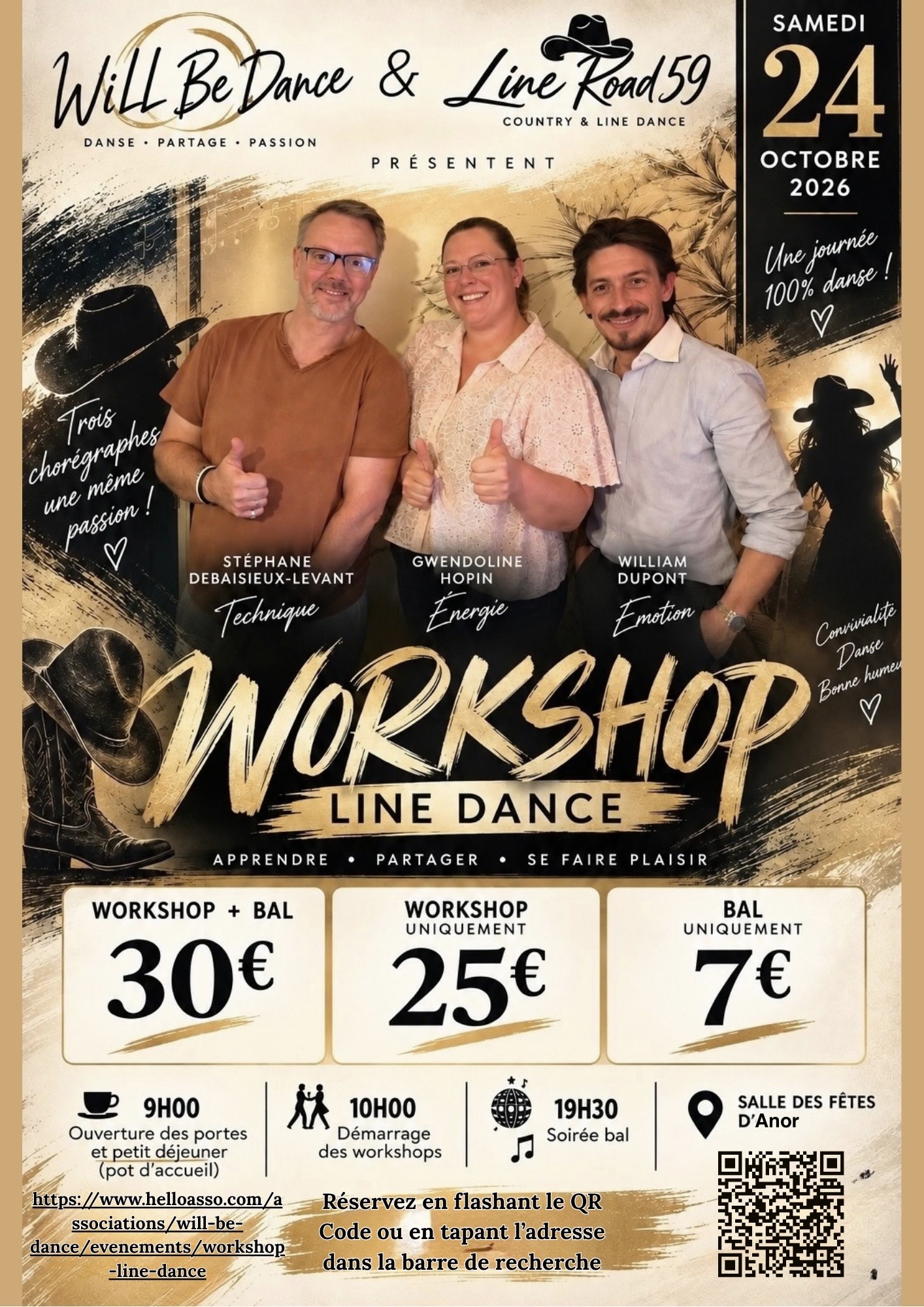 Affiche Workshop Line Dance à Anor le 24 oct.